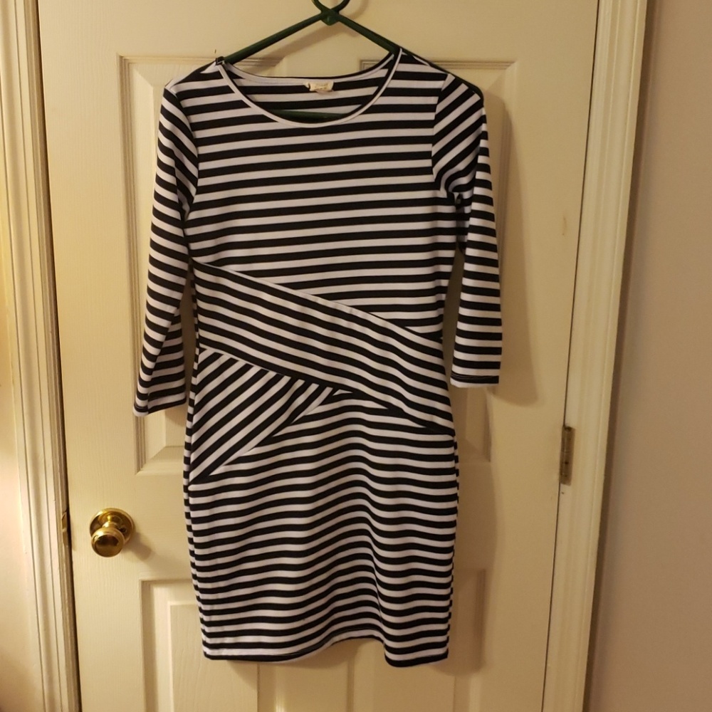 Navy and white striped dress